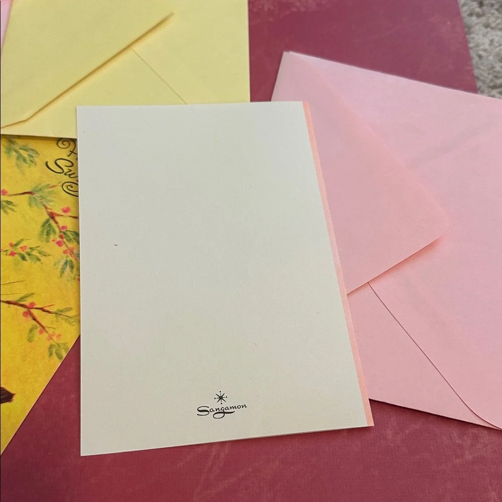 3 Cute Blank Sangamon Cards with Envelopes